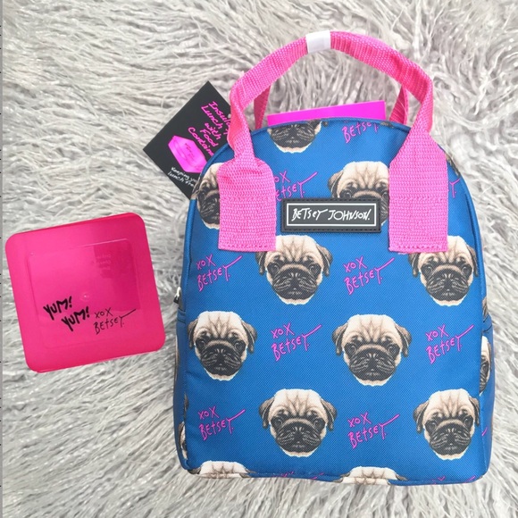 betsey johnson pug lunch bag